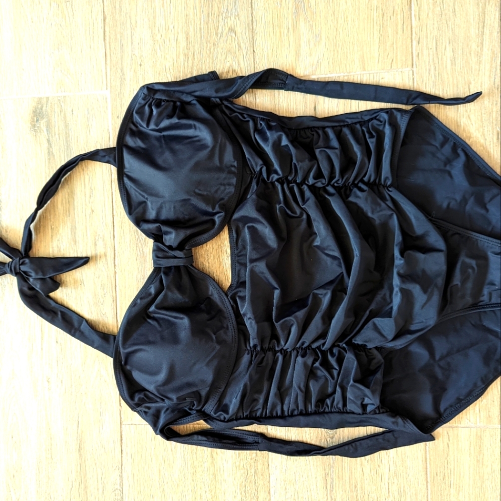 Halter Rushed One Piece Swimsuit
